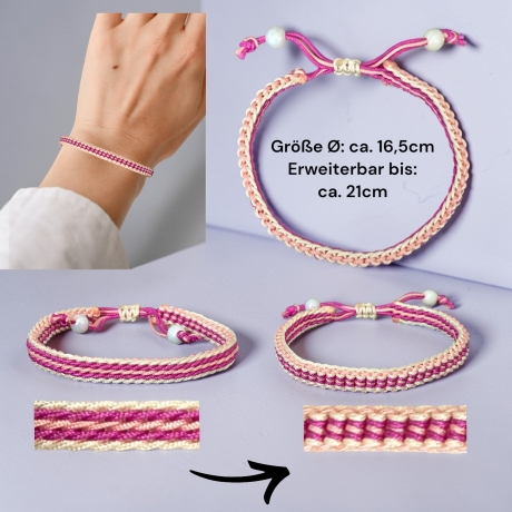 Makramee-Armband Lila/Beige