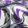 Stoff Jersey Feinstrick geometrischen Muster weiß lila schwarz