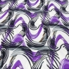 Stoff Jersey Feinstrick geometrischen Muster weiß lila schwarz
