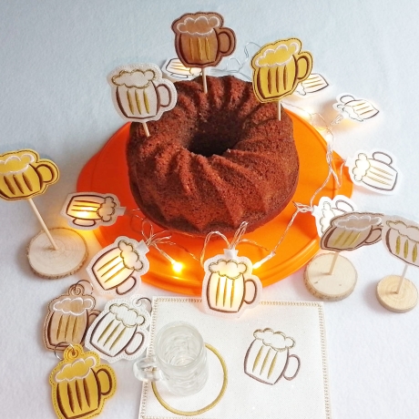 12x Stickdatei Bier Blumenstecker Anhänger Lichterkettenaufsatz