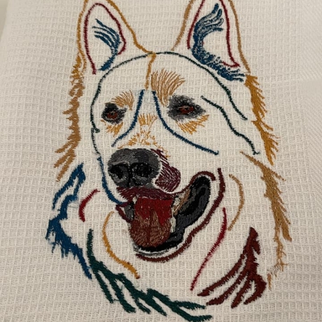 bunter Schäferhund- Teilstick - 11.12x17.81 cm