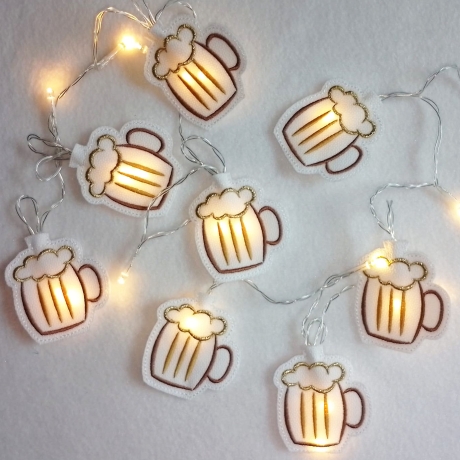 12x Stickdatei Bier Blumenstecker Anhänger Lichterkettenaufsatz