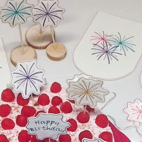 8x Feuerwerk Stickdatei Blumenstecker Lichterdeko stickdirwas