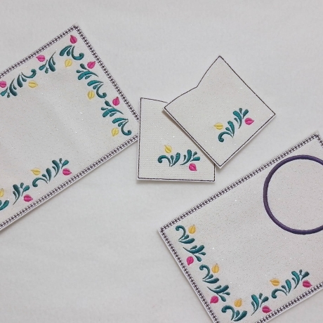 Miniranke Blatt 3x Stickdatei kleine Satin Ranke mit Blättchen