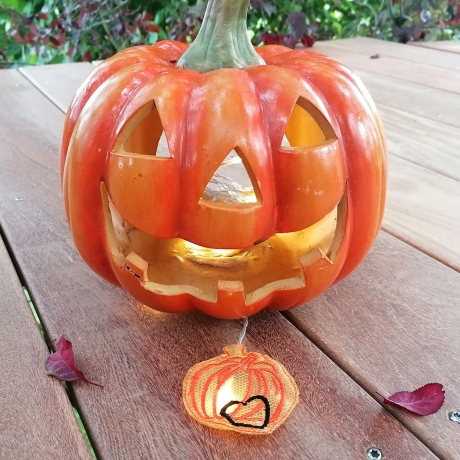 8x Kürbis mit Herz Herbst Dekoset ITH  Stickdatei stickdirwas