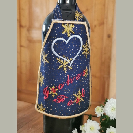 Flaschenschürze Wein Weib Gesang Stickdatei 3 Versionen 12x15cm 
