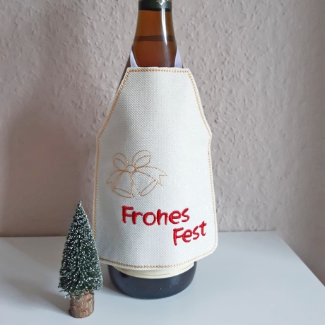 Flaschenschürze Wein Weib Gesang Stickdatei 3 Versionen 12x15cm 