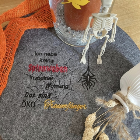 Ferberline Stickdatei Mug Rug Set Spinnweben ab 5x6cm
