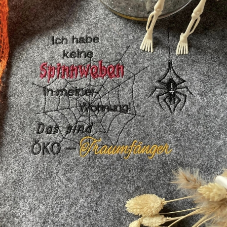 Ferberline Stickdatei Mug Rug Set Spinnweben ab 5x6cm