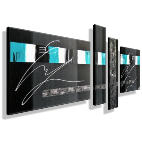 MK1 Art Bild Leinwand Abstrakt Kunst Malerei Acrylbild türkis