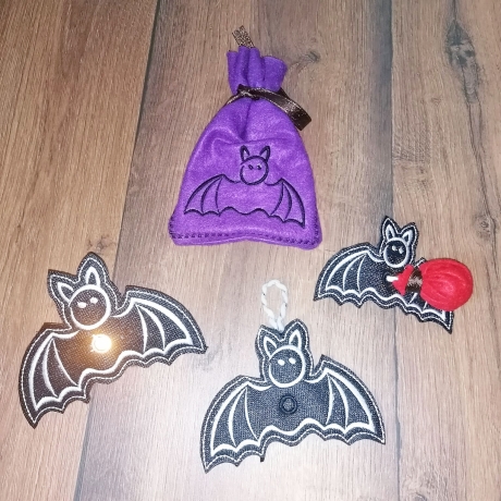 Fledermaus Halloweendeko 7x Stickdatei Beutel Deko stickdirwas