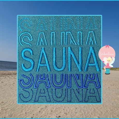 Ferberline Stickdatei Wortwelle Sauna ab 10x10cm