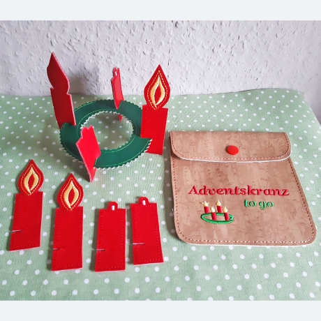 Stickdatei Adventskranz to go mit Kerzen zum Stecken stickdirwas