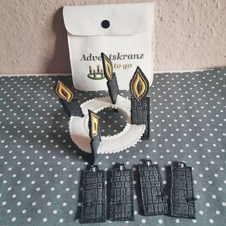 Stickdatei Adventskranz to go mit Kerzen zum Stecken stickdirwas