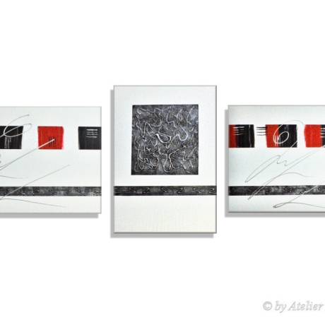 MK1 Art Bild Leinwand Abstrakt Kunst Malerei Acrylbild rot weiß