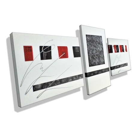 MK1 Art Bild Leinwand Abstrakt Kunst Malerei Acrylbild rot weiß