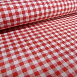 Stoff Baumwolle Zefir Karo 5 mm in rot weiß Kleiderstoff