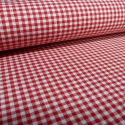 Stoff Baumwolle Zefir Karo 2 mm in rot weiß Kleiderstoff