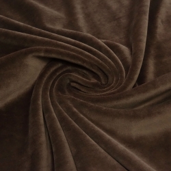 Stoff Nicki Velour Samt stretchig uni schoko braun Kleiderstoff