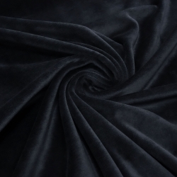 Stoff Nicki Velour Samt stretchig uni schwarz Kleiderstoff