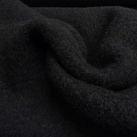 Stoff 100% Wolle Walkloden Kochwolle uni schwarz Kleiderstoff