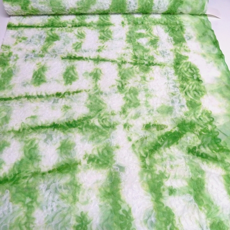 Stoff Tüll Stoffschlangen Stickerei Batik grün weiß