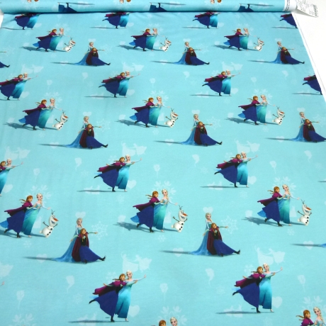 Stoff Baumwolle Jersey Disney Eiskönigin Frozen Anna Elsa blau