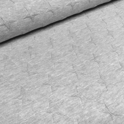 Stoff Jacquard Sweatshirtstoff Sterne Design hellgrau melange