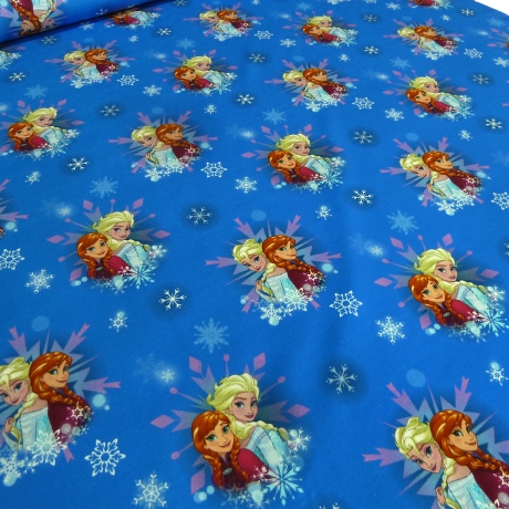 Stoff Baumwolle Jersey Disney Eiskönigin Frozen Anna Elsa blau