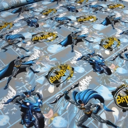 Stoff Baumwolle Jersey Batman Superhelden DC Comics grau blau