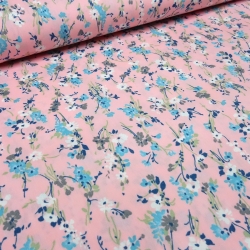 Stoff Baumwolle Popeline Blumen Streublumen rosa blau weiß grün