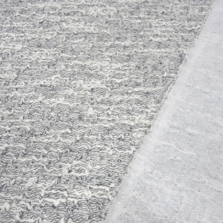 Stoff Strickstoff weiß grau gemustert mit Stretchanteil