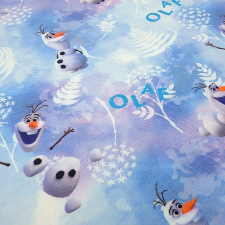 Stoff Baumwolle Jersey Disney Eiskönigin Frozen Olaf blau weiß