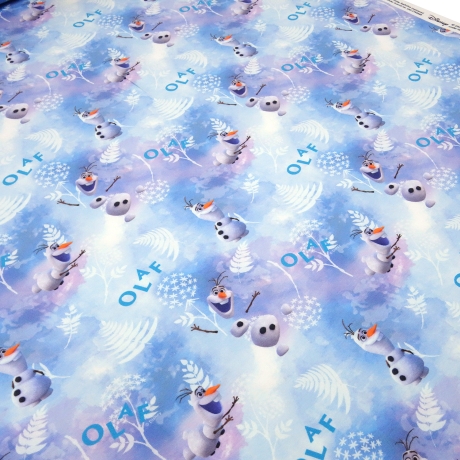 Stoff Baumwolle Jersey Disney Eiskönigin Frozen Olaf blau weiß