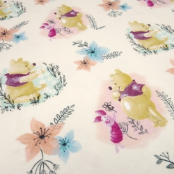 Stoff Baumwolle Jersey Winnie Pooh & Friends Ferkel beige bunt