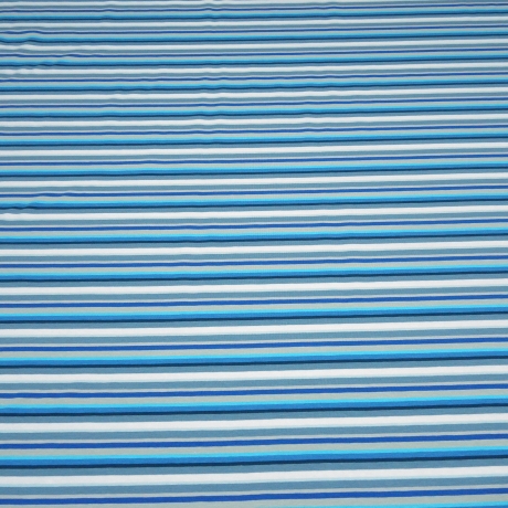 Stoff Baumwolle Jersey Streifen blau türkis weiß grau gestreift