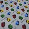 Stoff Baumwolle French Terry Harry Potter Hogwarts Wappen grau