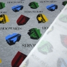 Stoff Baumwolle French Terry Harry Potter Hogwarts Wappen grau