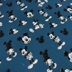 Stoff Baumwolle Jersey Disney Mickey Maus retro blau schwarz weiß