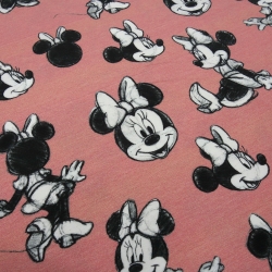 Stoff Baumwolle Jersey Disney Minnie Maus retro altrosa schwarz