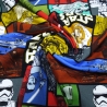 Stoff Baumwolle Jersey mit Star Wars Comic Design rot gelb grün