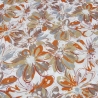 Stoff Baumwolle Lochstickerei Blumen weiss terracotta braun grau