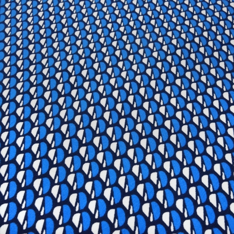 Stoff Bengaline Stretch kleingemustert blau weiß sw Hosenstoff