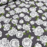 Stoff Viskose Jersey Blumenmuster Rosen taupé grün weiß bunt