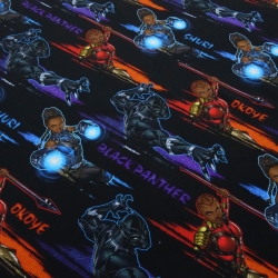 Stoff Baumwolle Jersey Marvel Black Panther schwarz rot blau bunt