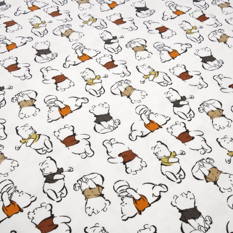 Stoff Baumwolle Jersey Disney Winnie Pooh ecrú orange braun bunt