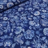 Stoff Yoryu Chiffon Crinkle Blumenmuster Design blau royal weiß