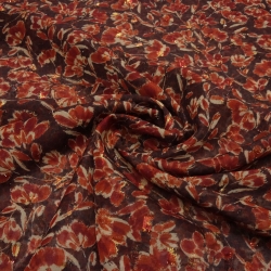 Stoff Chiffon Lurex Blusenstoff Blumenmuster kupfer beige 
