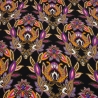 Stoff Viskose Jersey Blumenmuster schwarz lila orange beige pink
