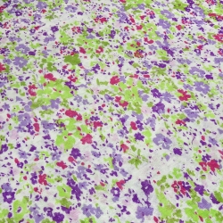 Stoff leichter Viskose Feinstrick abstrakt Blumenmuster weiß grün